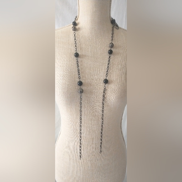 Vintage Gun Metal Black & Silver Necklace - Two Clasps, Many Options - Picture 5 of 9
